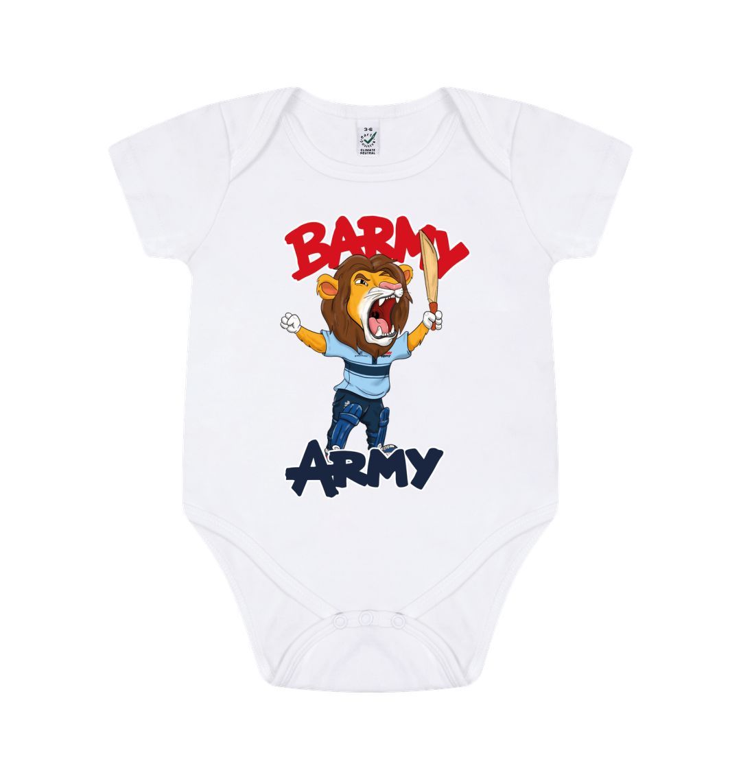 White Barmy Army Mascot Ton Up Baby Grow